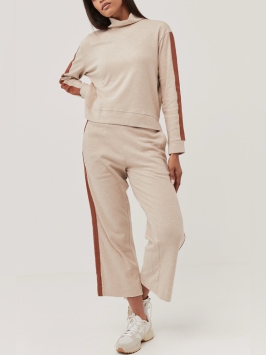 Pact Pants - Pact Airplane Cropped Track Pants in Oatmeal - Size S